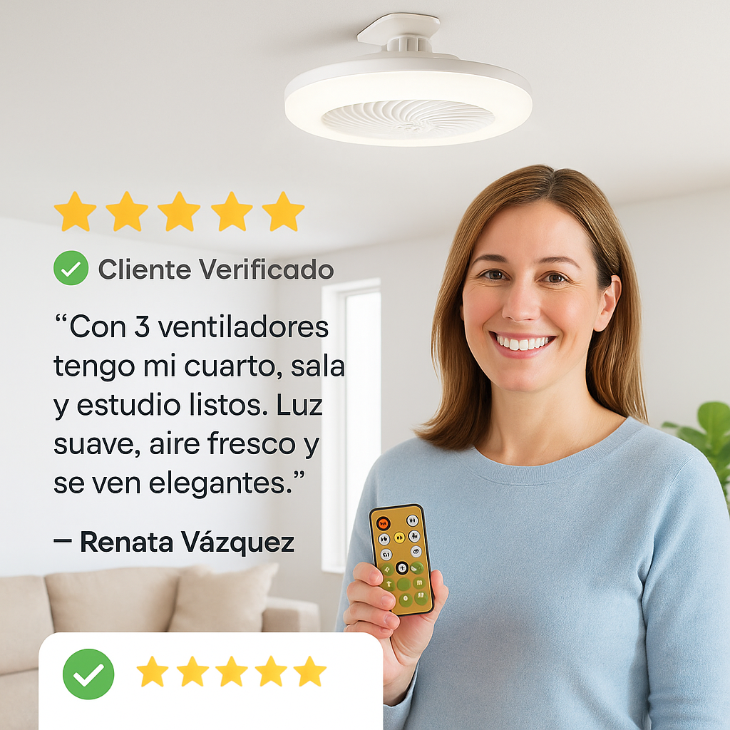 BrisaLuz™ 2 en 1 – Combo de 3 Ventiladores LED Modernos y Silenciosos - Image 5