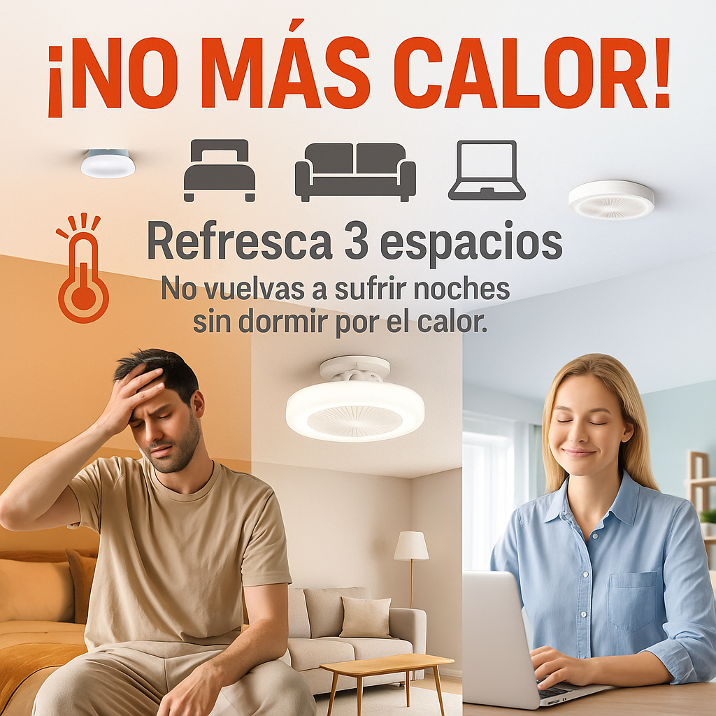 BrisaLuz™ 2 en 1 – Combo de 3 Ventiladores LED Modernos y Silenciosos