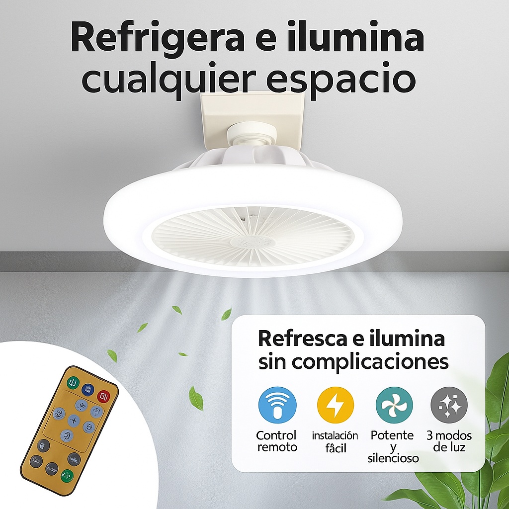 BrisaLuz™ 2 en 1 – Combo de 3 Ventiladores LED Modernos y Silenciosos - Image 2